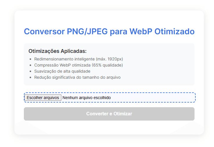 Conversor e Otimizador de Imagem em WebP